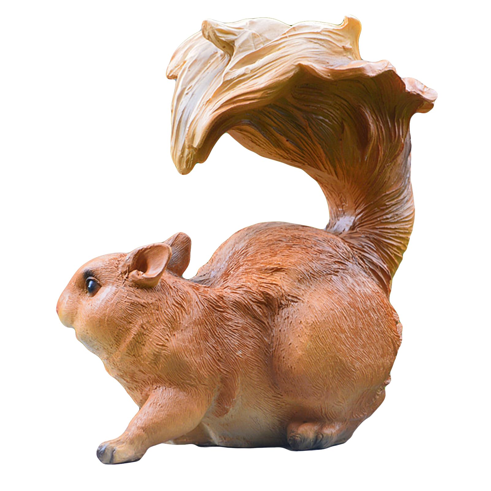 POCHY Jardin Écureuil Figurines, Résine Écureuil Statue Animaux Sculpture Extérieur Pelouse Cour Animaux Ornement Décoration Paysage,Orange