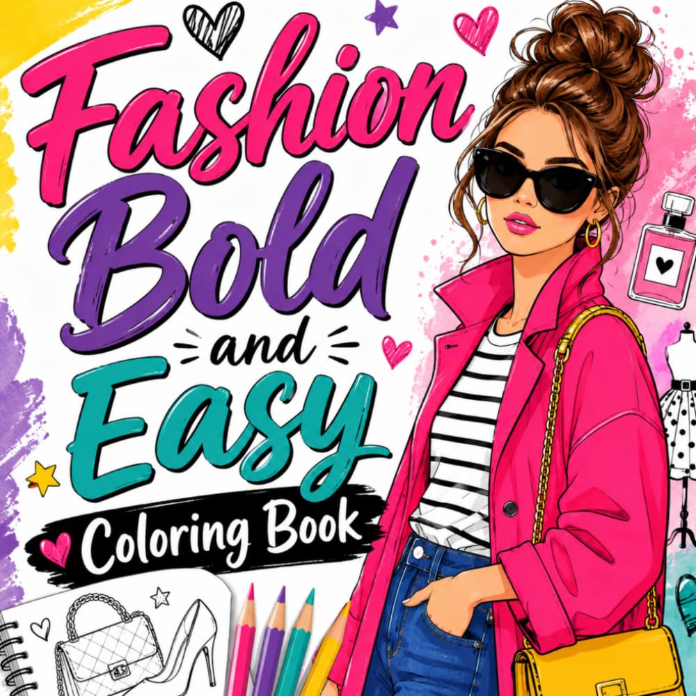 Fashion Bold and Easy Coloring Book: Cute designs