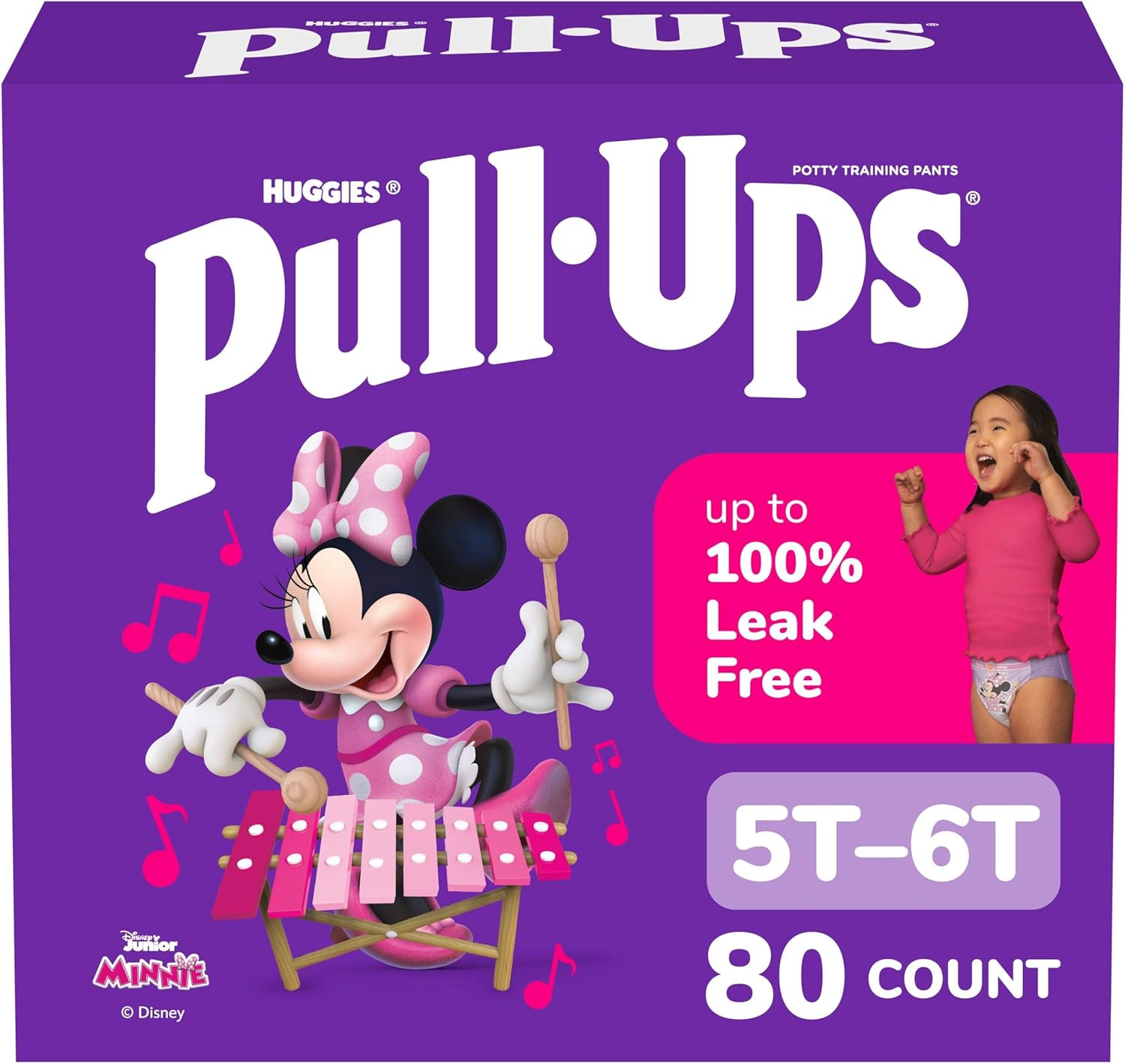 Pull-Ups Girls' Potty Training Pants, Size 5T-6T Training Underwear (46+ lbs), 80 Count (2 Packs of 40) 5T-6T 80