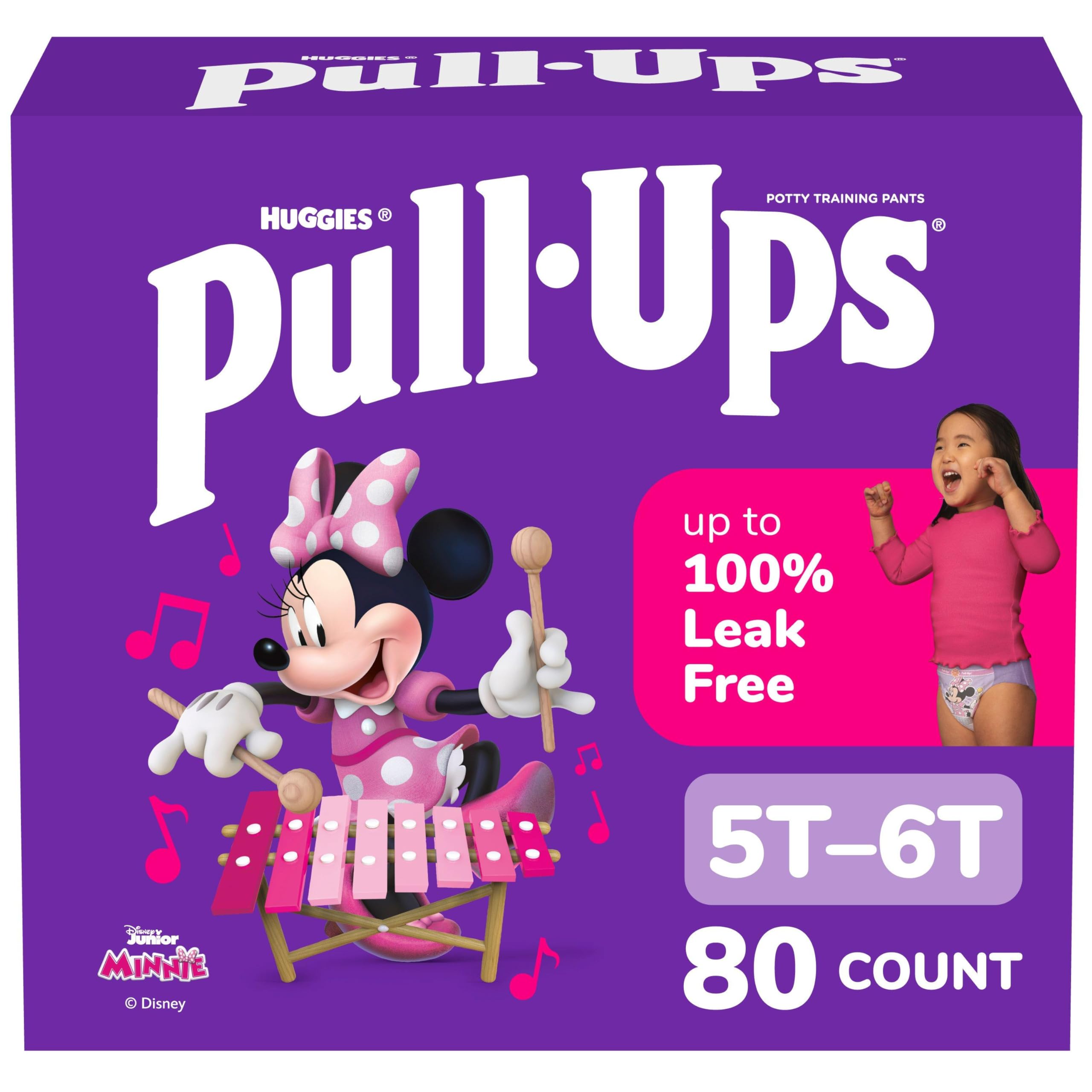 Pull-Ups Girls' Potty Training Pants, Size 5T-6T Training Underwear (46+ lbs), 80 Count (2 Packs of 40)