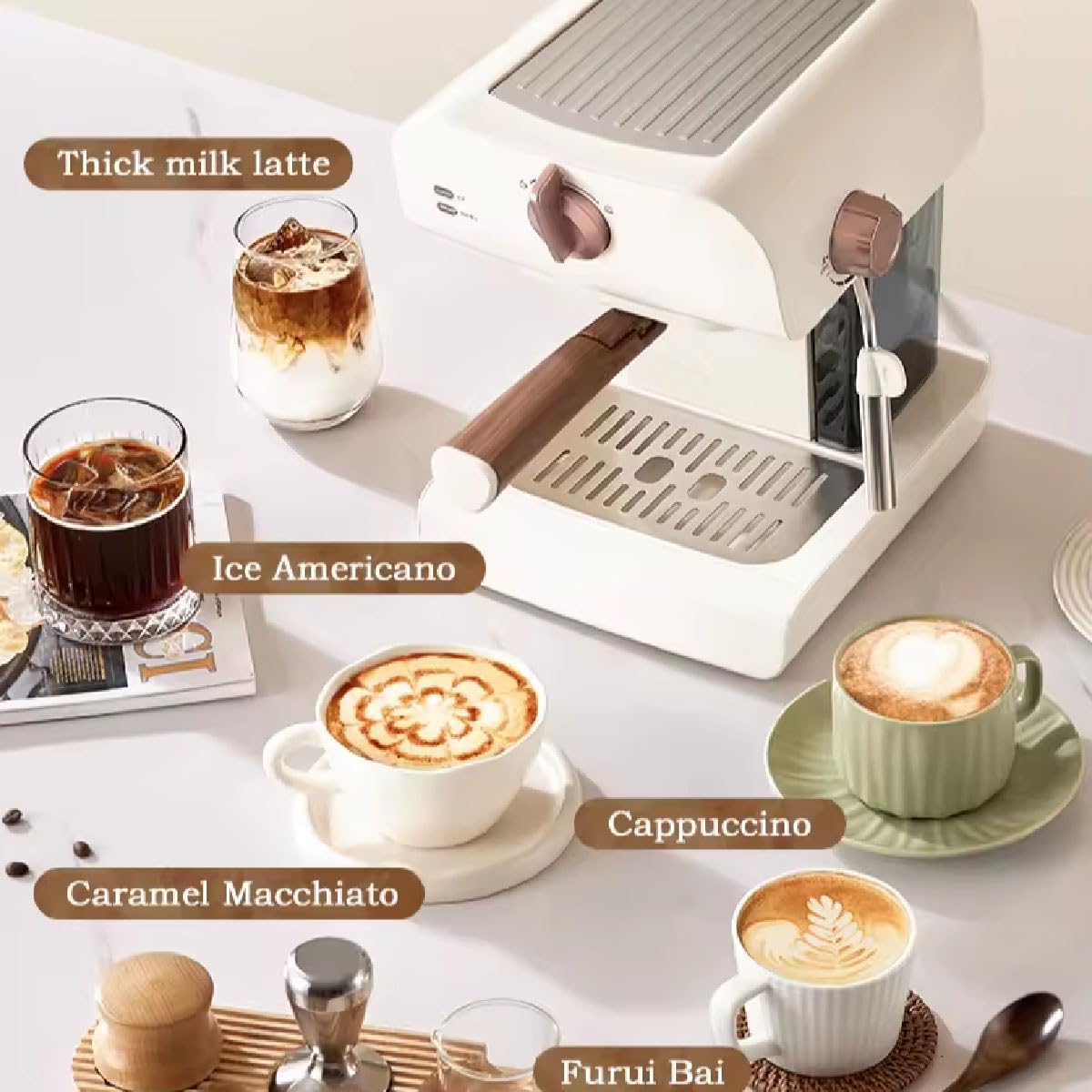 Constant Temperature Coffee Maker, With 20 Bar Pressure Pump, Hot Cold Brew, Removable Water Tank Coffee Pots 0.8 L, Espresso Coffee Machines, for homes, restaurants, hotels, cafes, Gift for Home