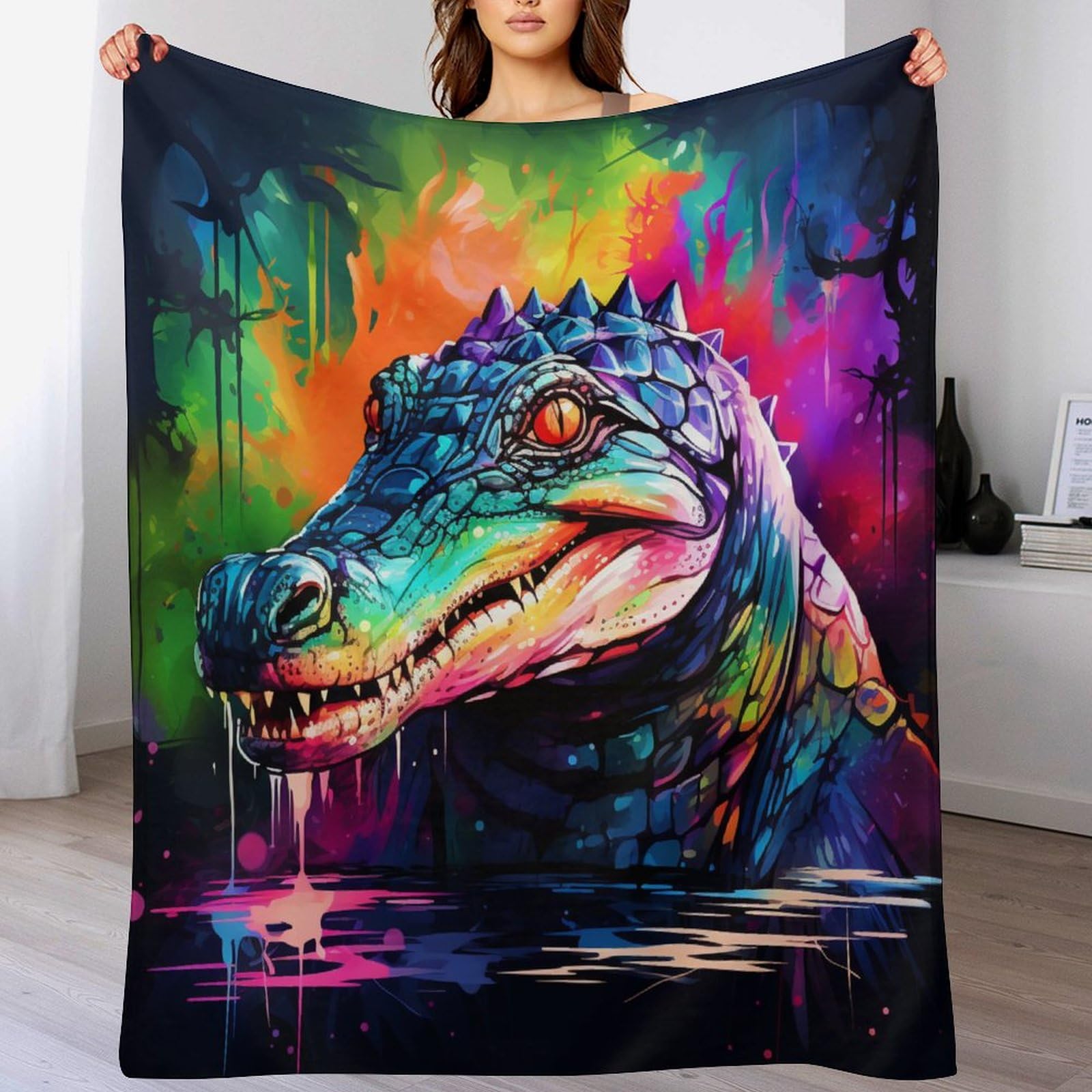 Couverture polaire crocodile en tissu thermique extra doux pour le sommeil