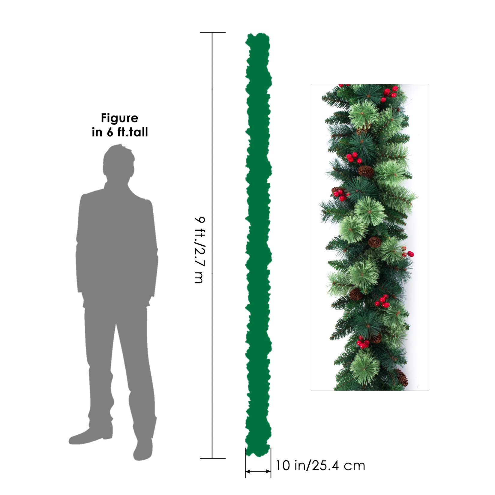 Amazon.co.jp: Senjie 人工クリスマスガーランド 松ぼっくりと赤い