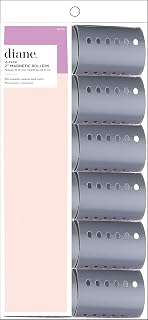 Diane 2-Inch Magnetic Hair Rollers for Volume & Bouncy Curls - 12 Pack Grey, Secure Hold, Fast-Drying Vents