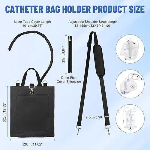 Miniatura 2 de Rhino Valley Foley - Funda para bolsa de catéter con correa ajustable y cubierta de tubo, soporte para bolsa de nefrostomía con bolsillo de