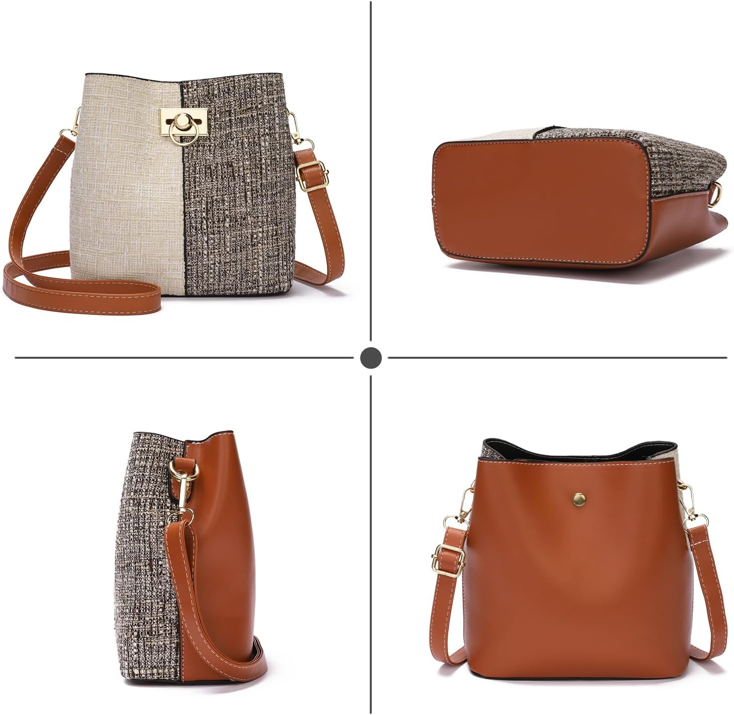 GAEKEAO Crossbody Purses for Women Vegan Leather Bucket Bags Trendy Ladies Handbag Shoulder Purse Multi Pockets Summer 2026