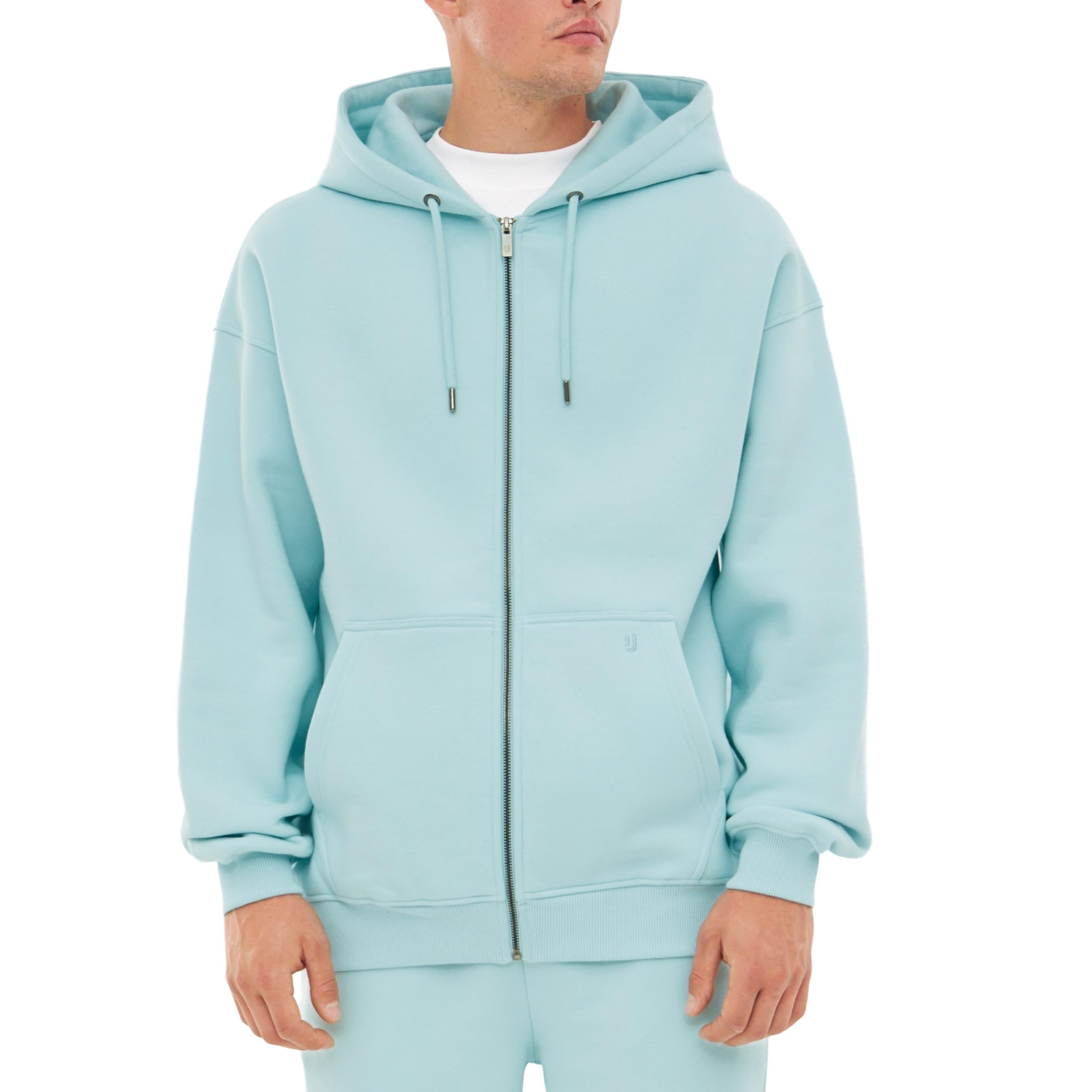 Heren Hoodie met rits en borgvoering in rich charcoal marl | NL