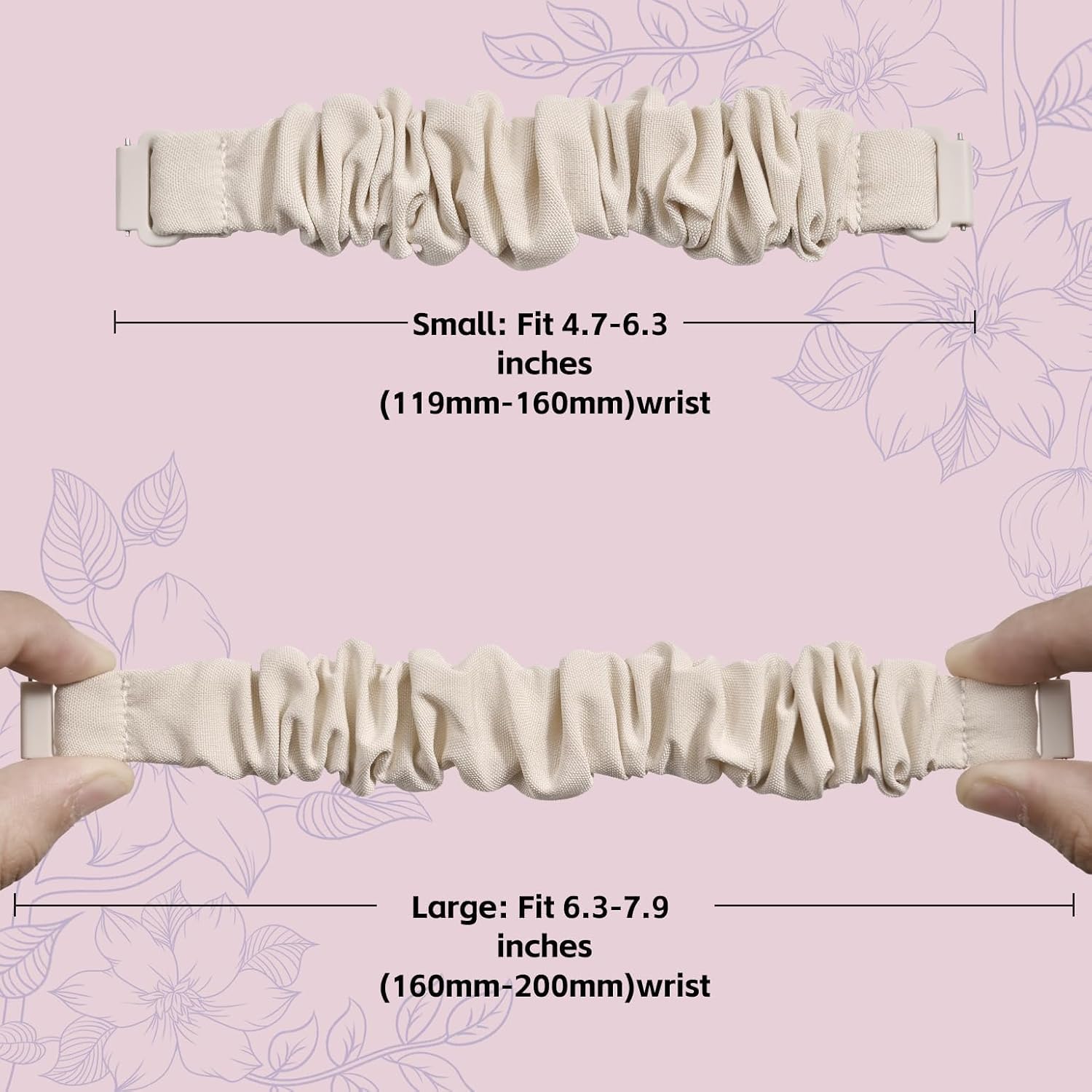 2 Pack Stretchy Scrunchie Compatible with Garmin Lily 2 Watch Band, 14mm Elastic Fabric Cloth Soft Sport Strap Wristband for Lily 2/Lily 2 Active/Classic Women Men image 3