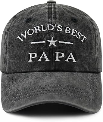 Worlds Best Dad Papa Pappy Grandpa Pops Papaw Hat for Men, Funny Adjustable Cotton Embroidered Father Baseball Cap
