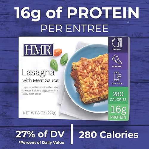 Miniatura 3 de HMR Lasaña con salsa de carne  Almuerzo o cena preenvasados para apoyar la pérdida de peso  Listo para comer  0.45 oz de proteína  Alimentos bajos