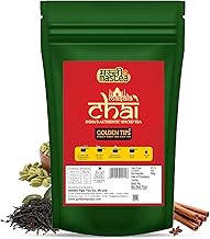 Golden Tips Indian Masala Chai, Loose Leaf Black Tea with Green Cardamom & Cinnamon, Spiced Tea Blend, Bold & Aromatic Flavor, Traditional Indian Chai (250 Gram, 100 Cups)