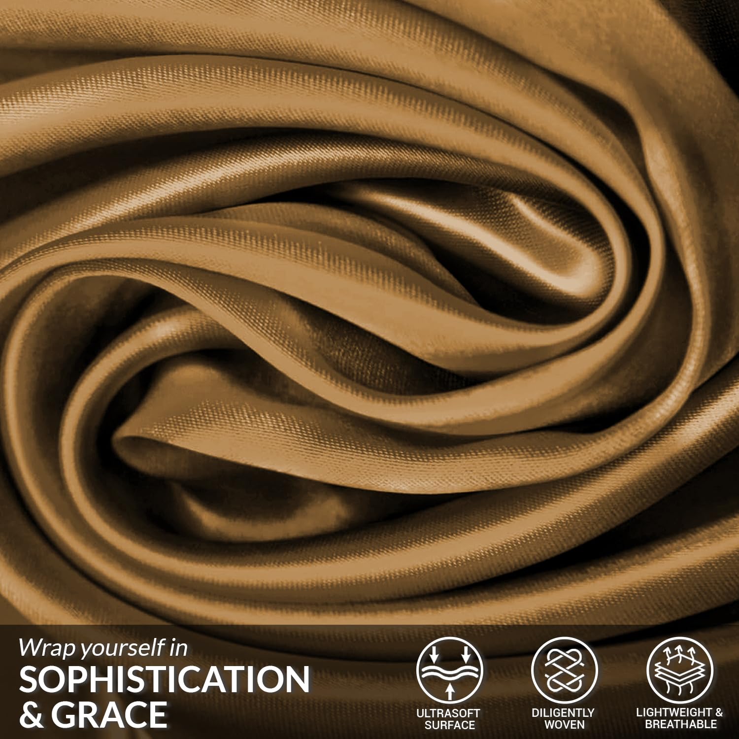 Pamposh Satin Silk Pillowcases For Hair And Skin 2 Pack Standard Size with Envelope Closure (Brown, 2 Pcs Pillowcases (50 x 75 cm)) - Image 4