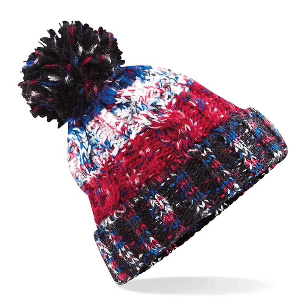 Asvp Shop Unisex Black Jacks Corkscrew Cable Knitted Bobble Hat Plain Mens Womens Beanie Warm Winter Pom Wooly Cap (Black Jacks)