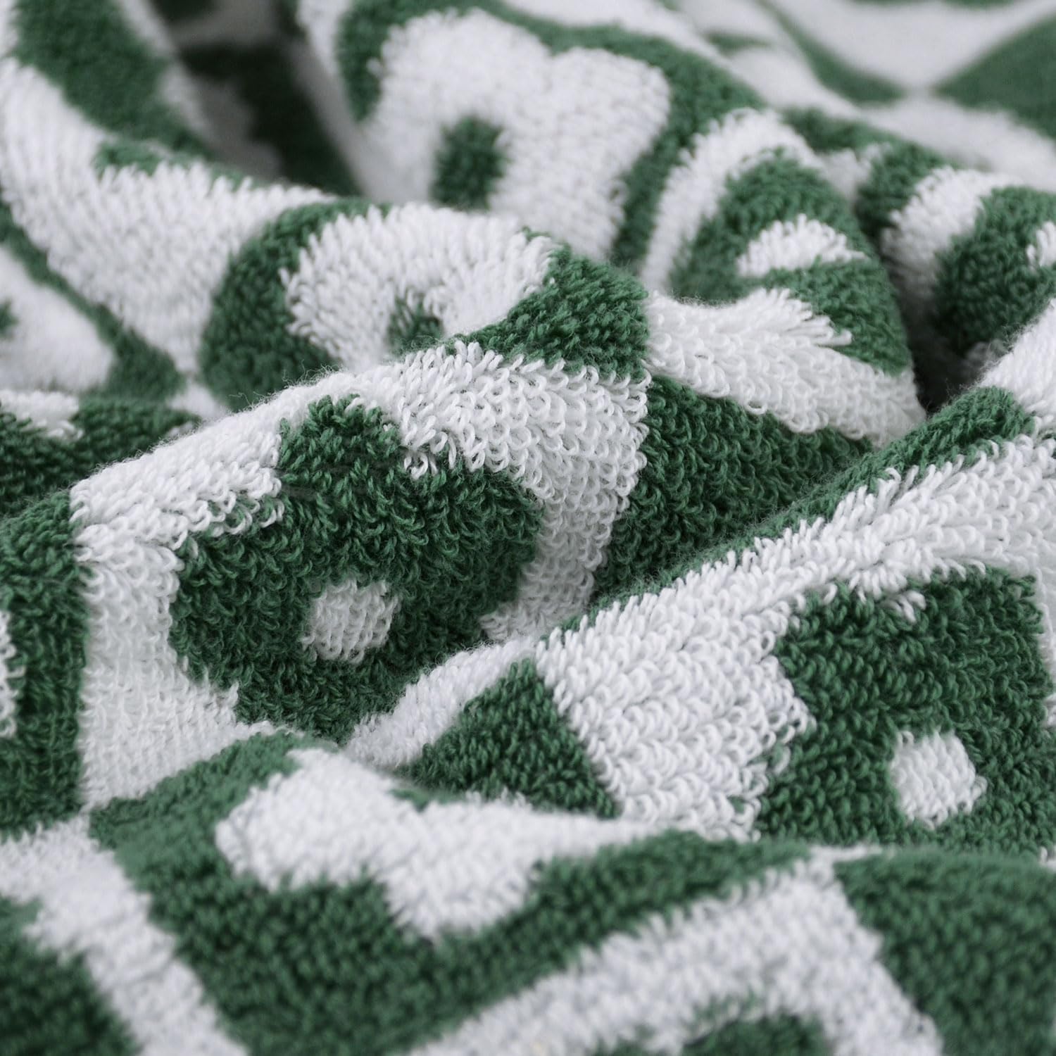 Jacquotha Cotton Hand Towels Green Checkered Floral - Quick Drying Hand Towel Set of 4, for Bathroom Kitchen Decor, 29” x 13”