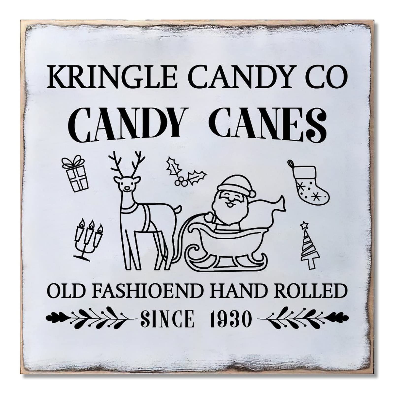 Décoration de Noël Kringle Candy Co : grand panneau rétro haut de gamme pour salon