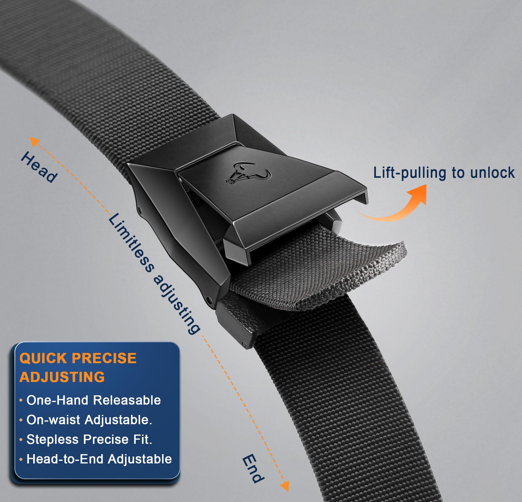 BULLIANT Cintura Tattica,Cintura Uomo Militare Lavoro Trekking 3,8cm,Fibbia a Sgancio Rapido