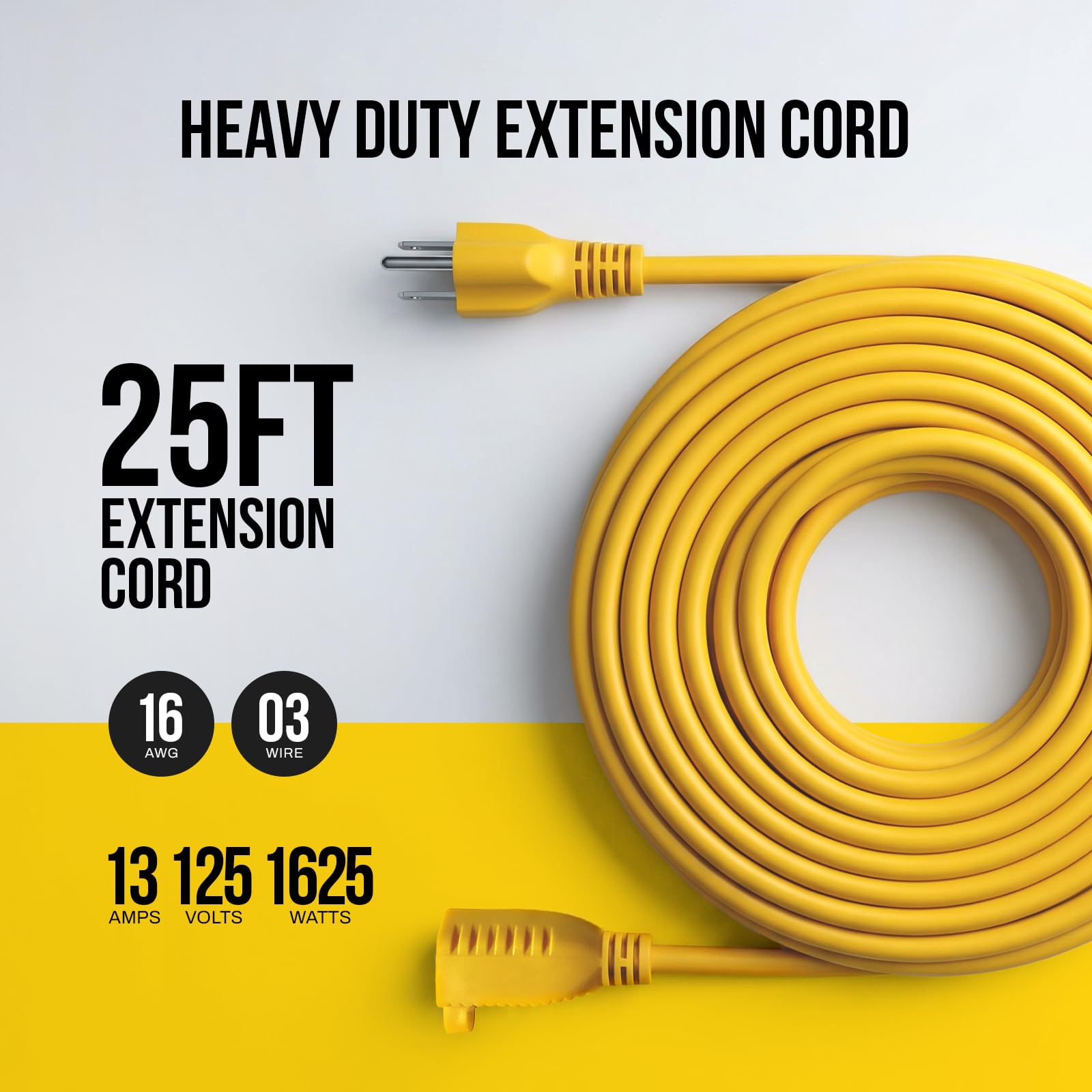 Stanley 33157 Grounded Outdoor Extension Power Cord, 15-Feet, Yellow