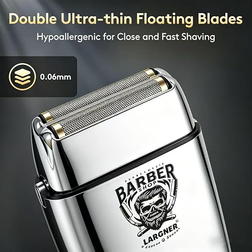 Retro Electric Razors for Men with Beard Trimmer, Rechargeable Mens Gold Foil Shavers, Strong Power (Sliver) (Sliver) - 2