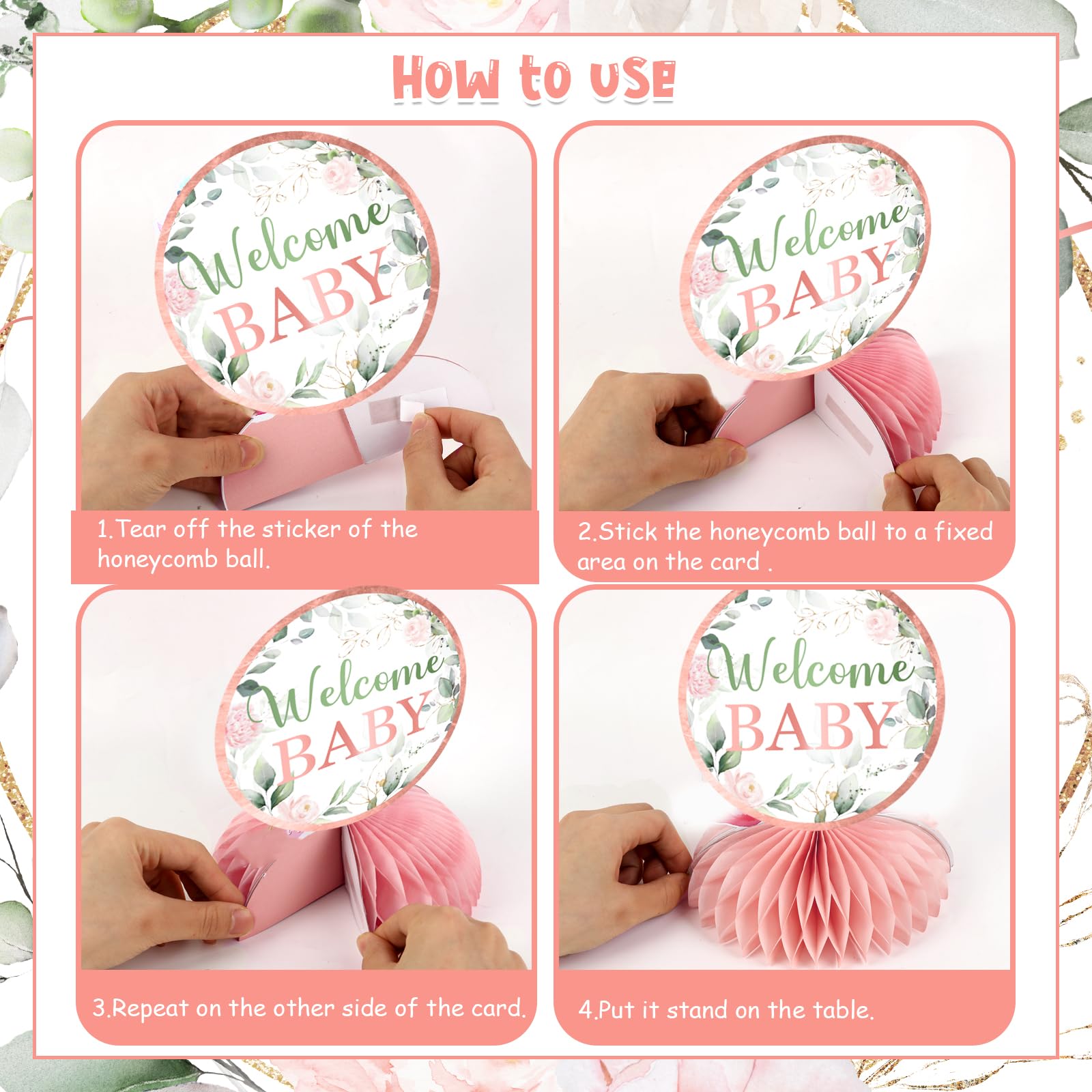 Centros De Mesa Para Baby Shower En Color Rosa Y Verde