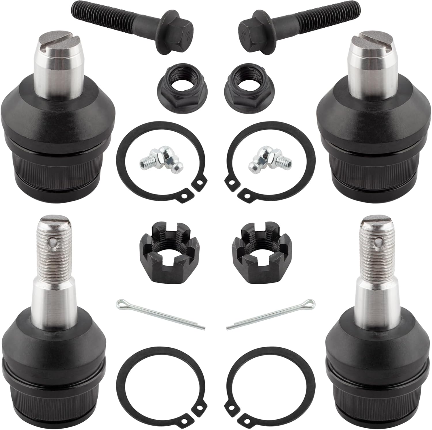 BOXI 4pcs Front Upper and Lower Ball Joints Fit for Ford E-150 2005 2006 2007 / for Ford E-150 Club 2005 Wagon | K80195 K80196