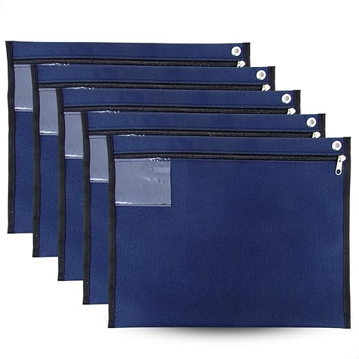 5 Malotes Pasta A4 Documentos Escritório Contabilidade 37x29 cm Cor: Azul Marinho