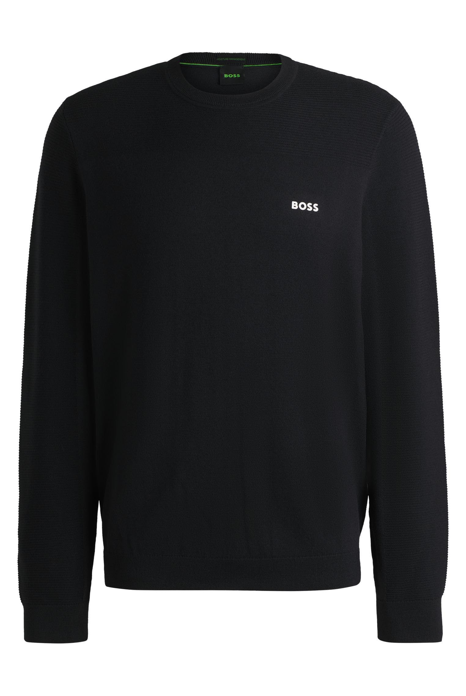 BOSS Mens Momentum-X CN Branded Crew-Neck Sweater in Dry-Flex Fabric