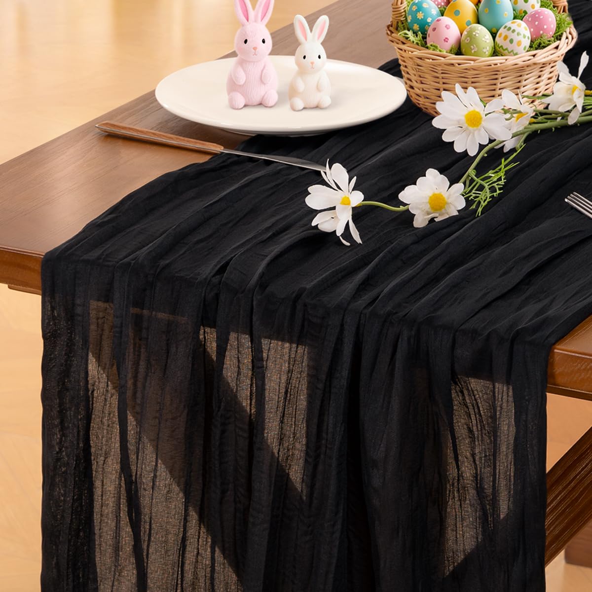 Socomi Beige Cheesecloth Table Runner Easter Spring Boho Rustic Gauze 120 inch 10FT Cheese Cloth Runner for Wedding Party Baby Shower Birthday Home Decor Holiday Decorations — view 48