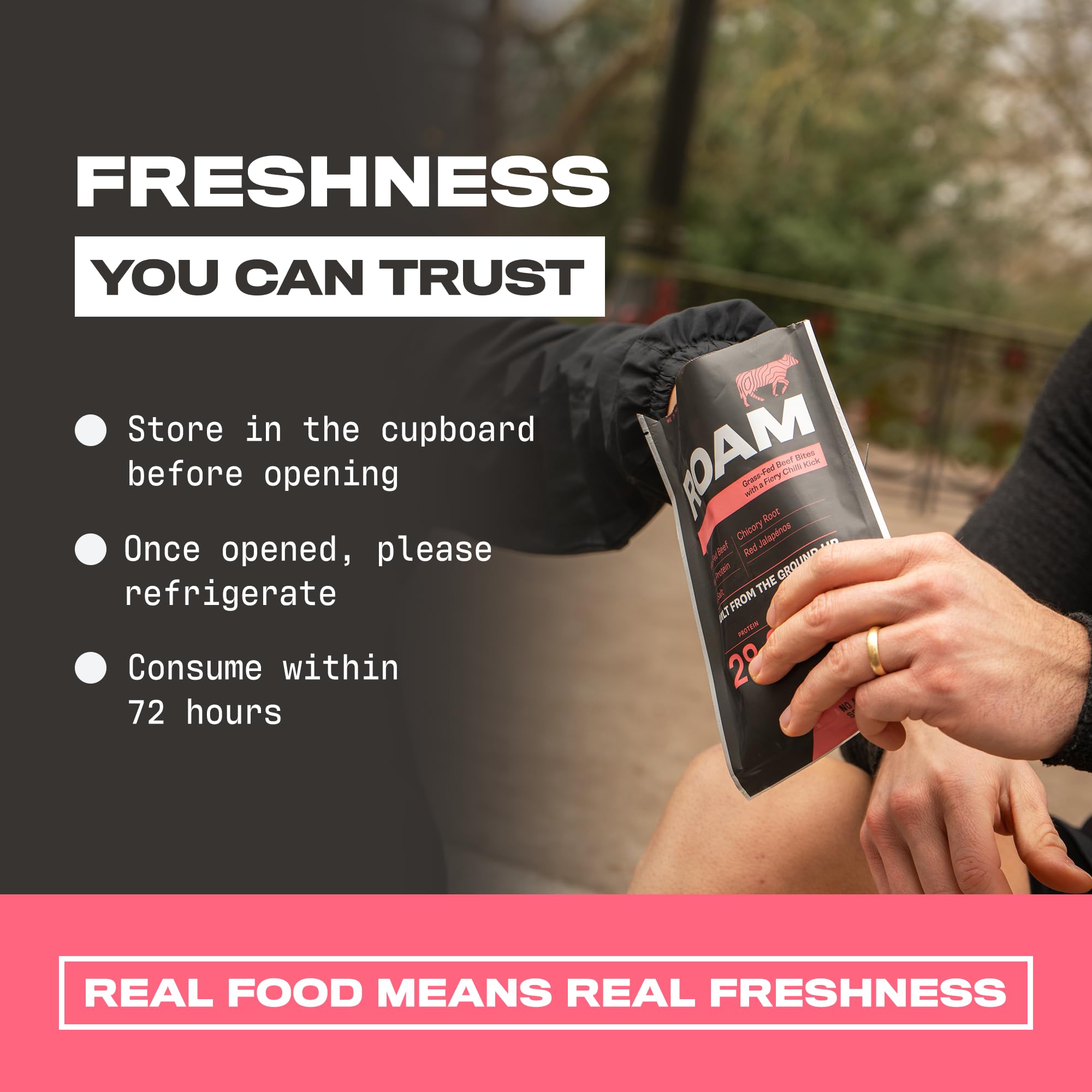 ROAM Natürliche Protein-Bites, Keto-Mahlzeitenersatz-Bites, 12 × 70 g Jalapeño-Chili-Rindfleisch-Bites & gesunde Snacks, ideal für die Carnivore-Ernährung, Keto-Sticks (Chili Beef Bites)