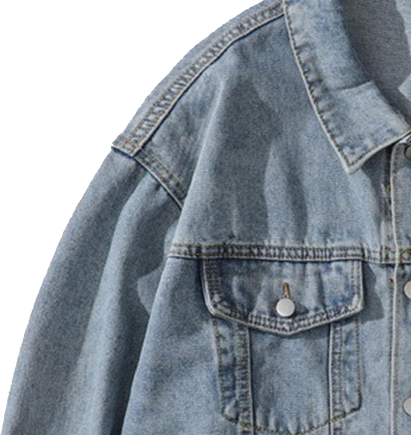 Men's Washed Retro Denim Jackets Single Breasted Cargo Cowboys Outwear Spring Fall Distressed Coat with Pockets (Blue 4,XX-Large)