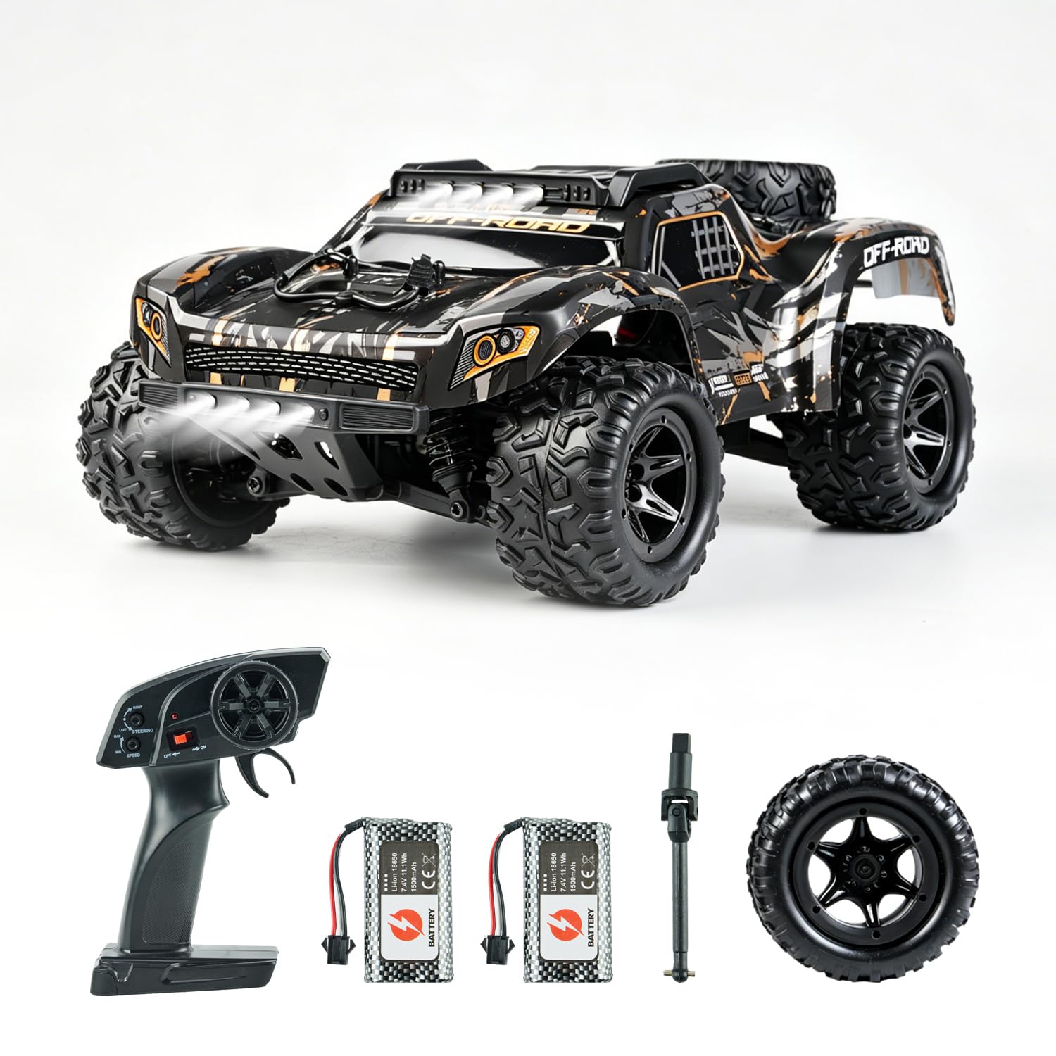 Photo 1 of PLAYFLEA 1:18 Fast RC Car for Boys & Adults, 4WD Off Road Remote Control Monster Truck, 2 Batteries, LED Lights, All Terrain Waterproof RC Truck for Beginners.