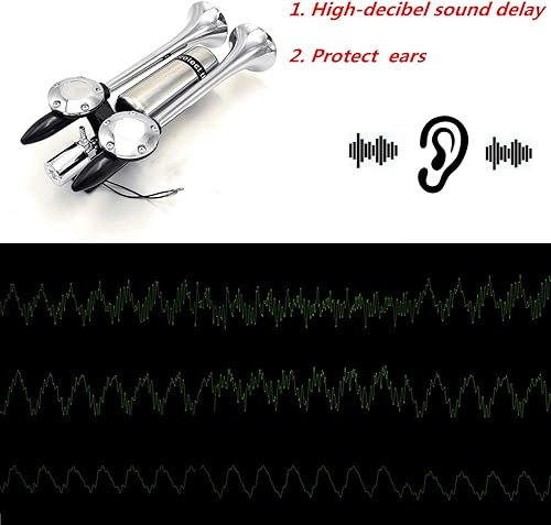 Miniatura 5 de Bocina de barco para automóvil, prolonga el sonido, bocina de aire, bocina de doble tubo, bocina de metal súper fuerte con tanque de aire de acero
