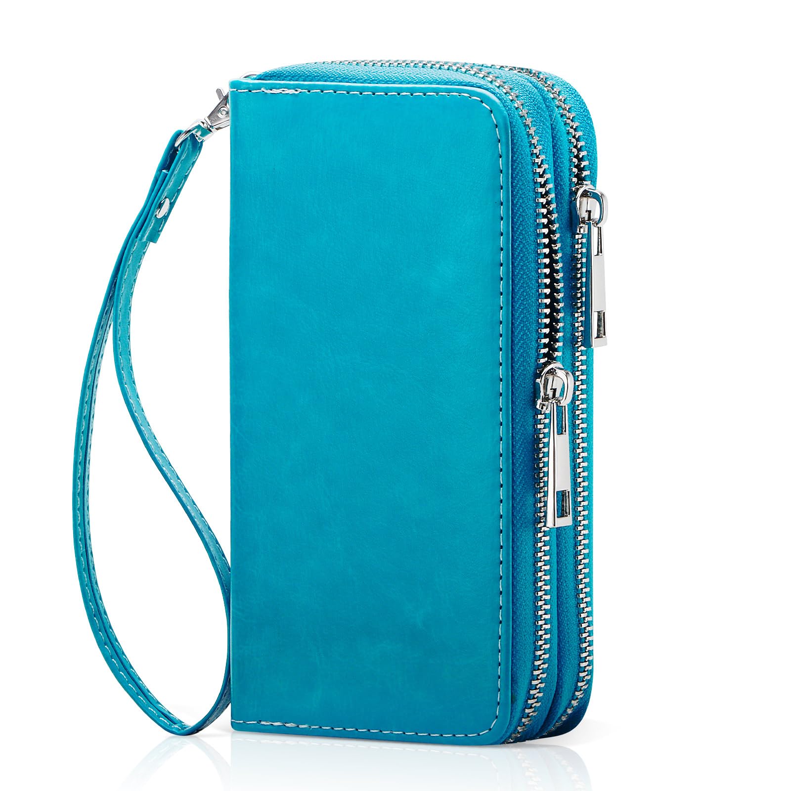 Double Zipper Wallet for Woman Clutch Purse with Cell Phone Holder for Smartphone/Card/Coin/Cash