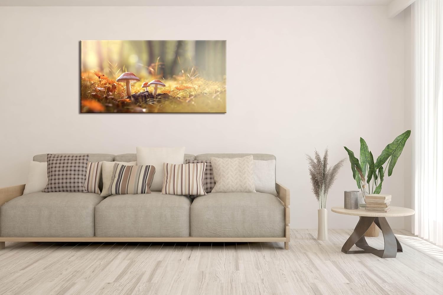 Lasdel Stretched Canvas Wall Art of White Flowers Plant Picture for Living Room Bedroom Home Decoration, Beautiful White and Red Premium Nature Print Artwork Painting Decor, Inner Frame 30x60 Inches
