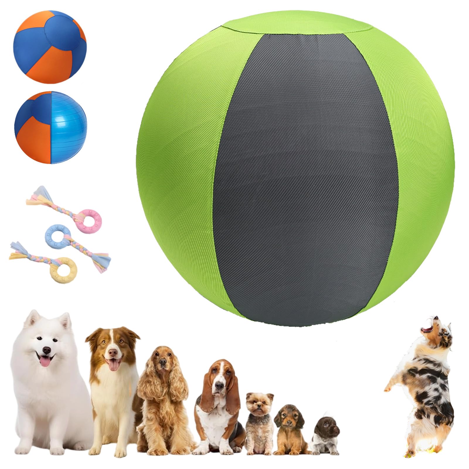 Treibball für Hunde – 45/65 cm Aufblasbarer Bissfester Herding Ball mit Tragegriff, Reißfestes Interaktives Hundespielzeug für Hütehunde & Große Rassen, Training und Auslauf (B, 65CM)