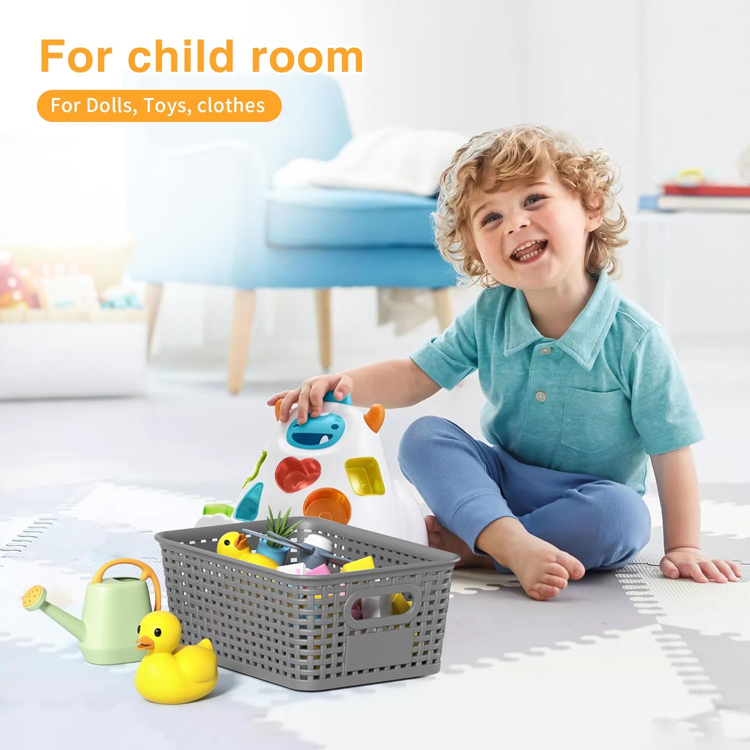 Gray Plastic Storage Baskets - Pack of 8 with Labels Stackable Durable Storage Bins, Storage Containers for Organizing Desks, Closets, Playrooms, Classrooms, Offices - Image 3