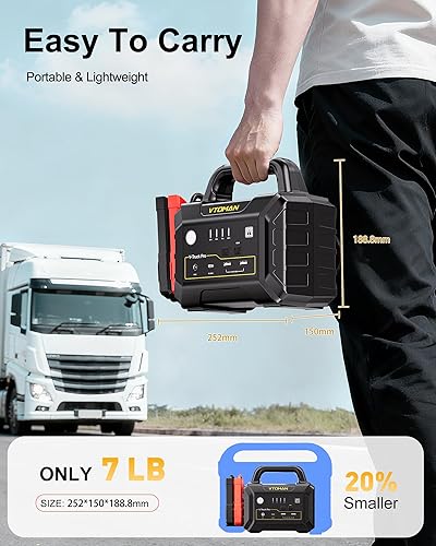 Miniatura 6 de VTOMAN V-Truck Pro 8000A - Batería de coche con carga rápida de 65 W, 41600 mAh portátil para todo gasolina, caja de salto de 12 V con luz LED,