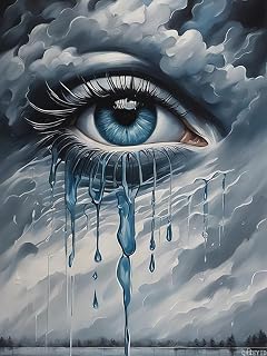 5D DIY Diamond Painting Sad World Full Drill Kits for Adults Beginner Eyes Diamond Art, Crying Eyes Round Diamond Painting Kits Perfect for Home Wall Decor Gifts 12x16 inch