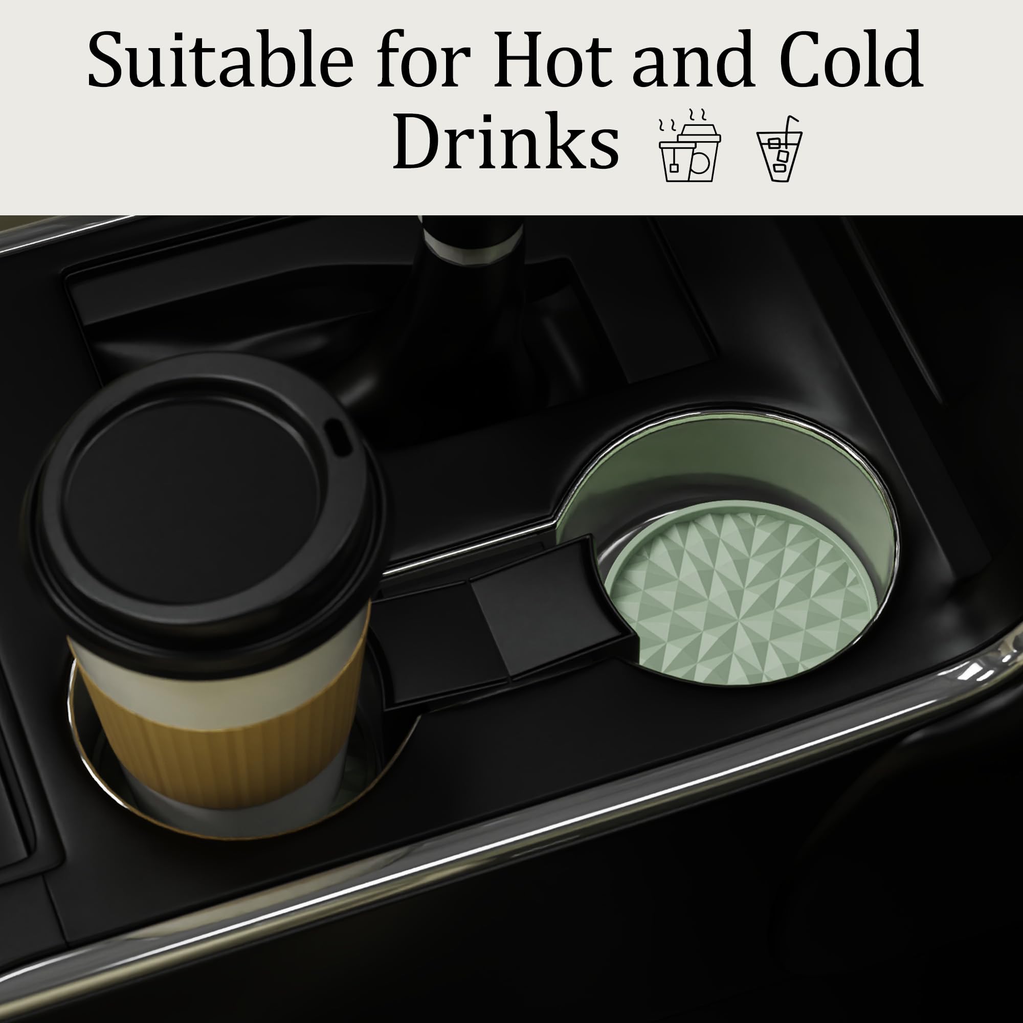 Lot 6 Sous-Verres Voiture Silicone Antidérapants Noirs - Protection Porte-Gobelets