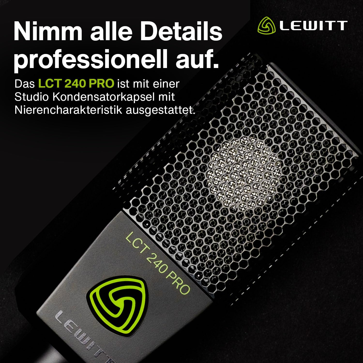 LEWITT LCT 240 PRO XLR Mikrofon mit Kondensatorkapsel für Homerecording | Studioqualität für Einsteiger und Profis - inkl. Halterung, Windschutz und Tasche