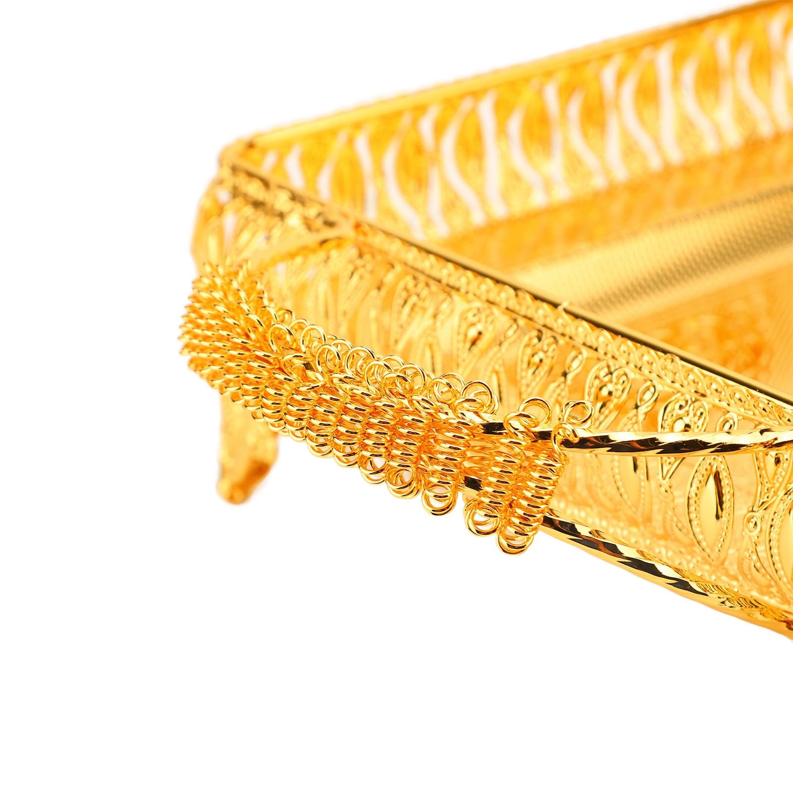 Yctze Bandeja Decorativa Dorada para Servir Bandeja de Metal para Servir Comida, Merienda, Fruta, Rectángulo Europeo, Plato Decorativo para Fiesta, de Metal Dorado Decorativas Hogar y Cocina/Cocina