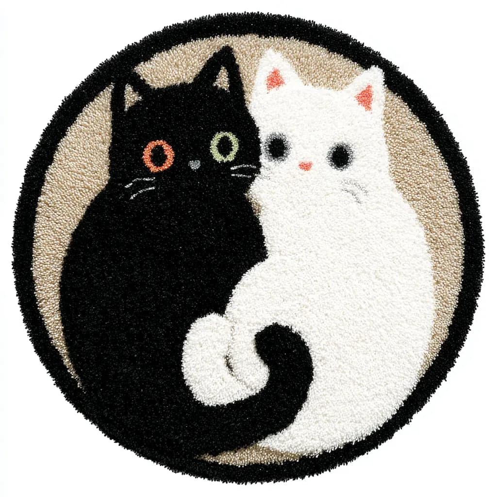 Kitquiver DIY Latch Hook Rug Kit for Aldult,Cat 50X 50Cm