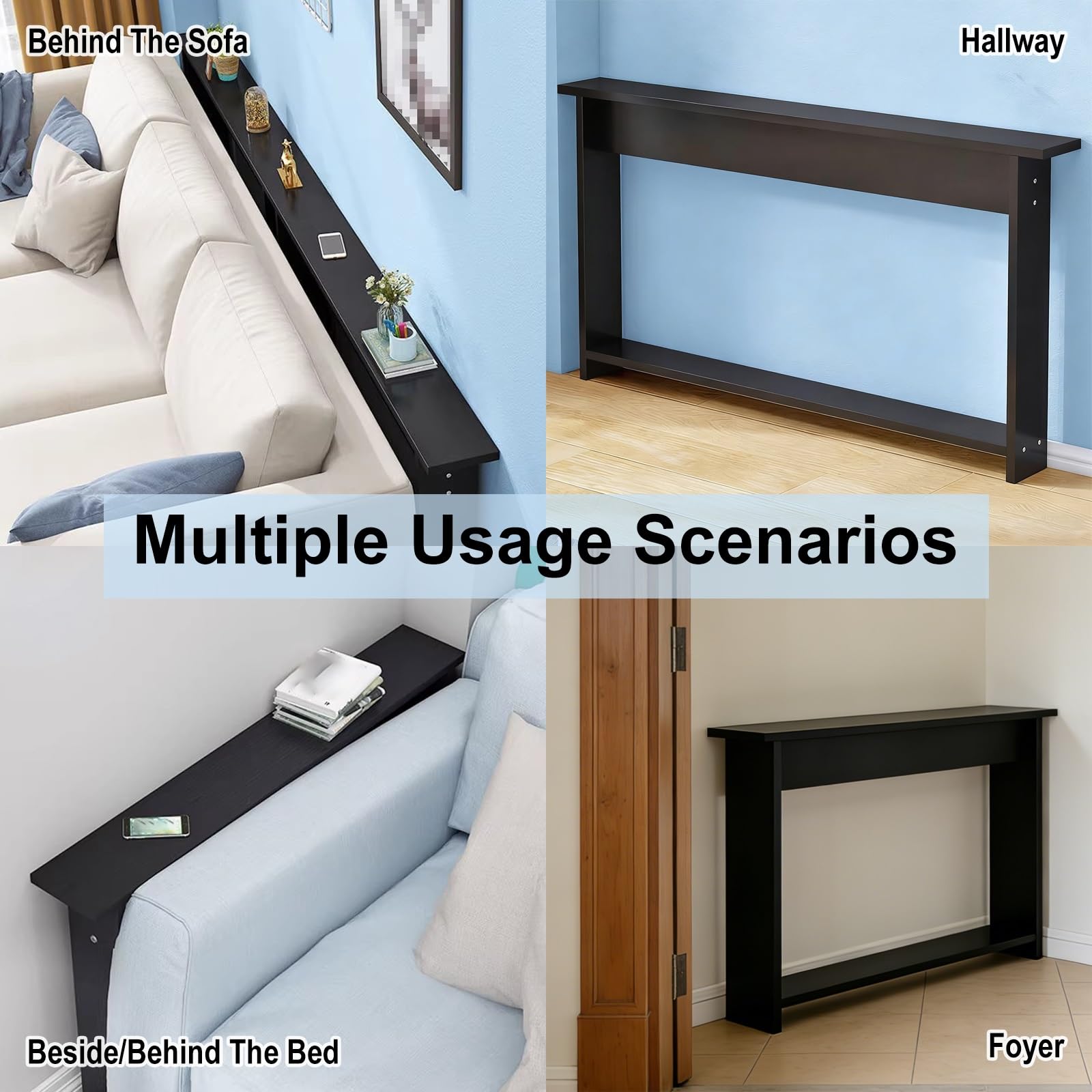 専用　家具　小 Amazon｜ソファの後ろに置くスリムなテーブル、木目調、狭いスペース