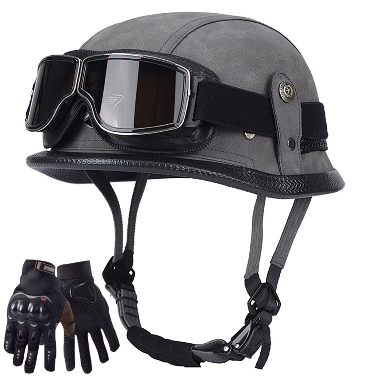 Stahlhelm im Wehrmacht Style mit Brille Motorradhelm für Hercules Kreidler Sachs