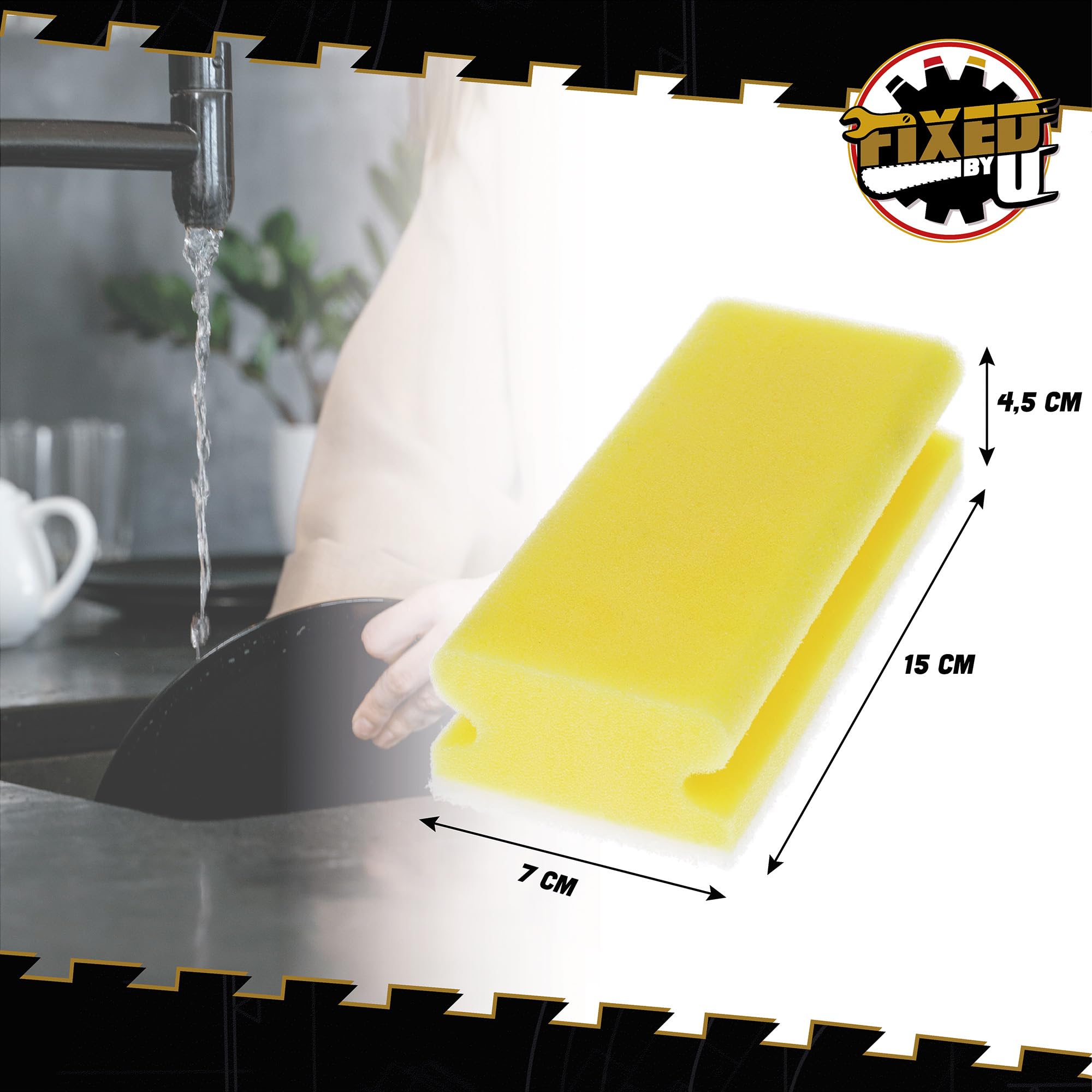 FixedByU Esponja de limpieza XL de viscosa sin arañazos con suave fieltro, sin abrasivos, esponja grande: 15 x 7 x 4,5 cm, para cocina, apartamento, baño, WC 40 x (10 x 4 colores)