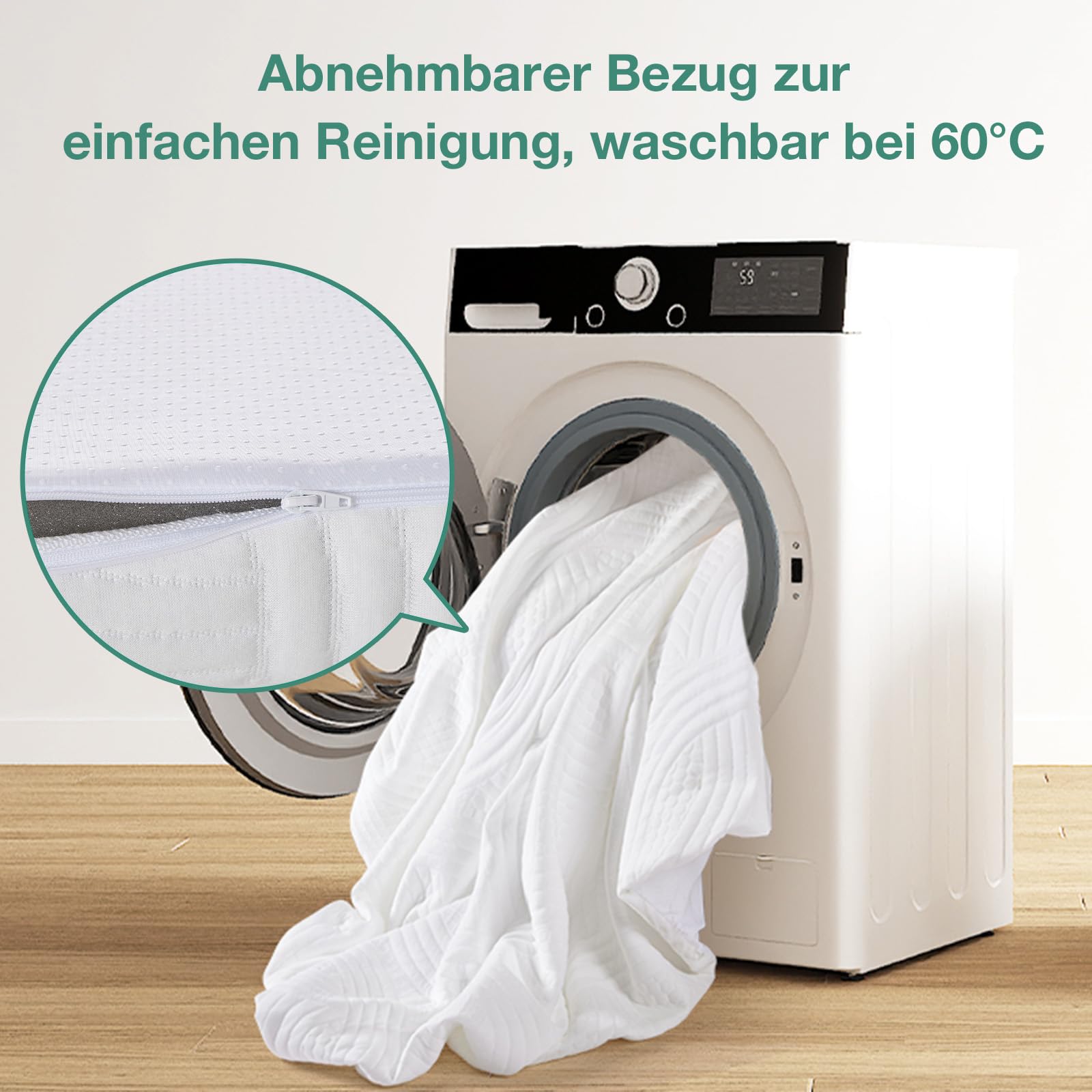 Novilla Matratzentopper 135x190 cm, 5 cm Höhe Kaltschaum H3 - Antirutsch, Waschbarer Matratzenauflage Bezug - Für Boxspringbett, Wohnwagen & Schlafsofa
