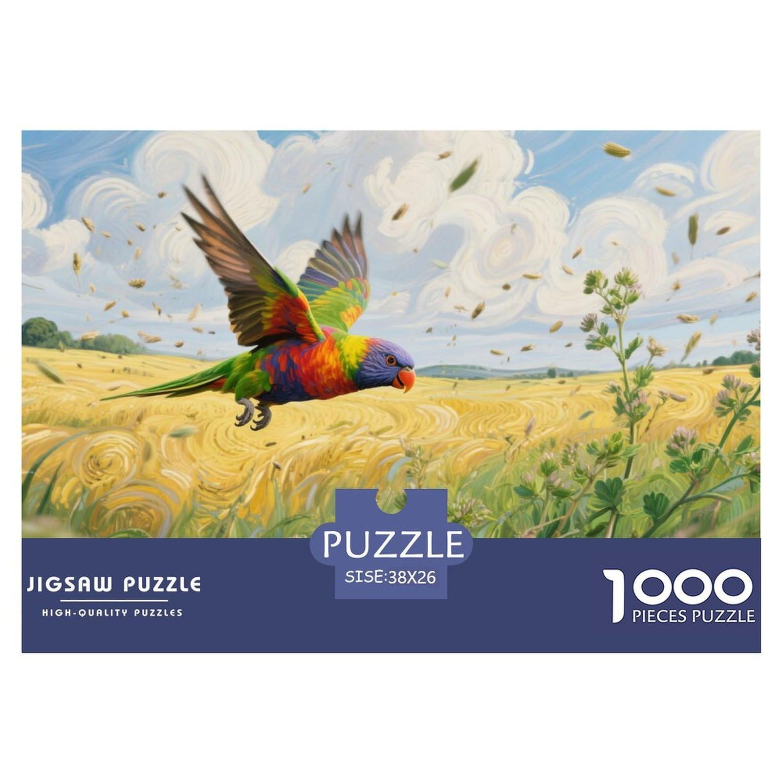 Colorful Parrot Jigsaw Puzzles 1000 Piece Challenge Game for Adults,Idyllic Summer Countryside Impossible Jigsaw Puzzle 1000 Pieces Educational Games Home Decoration 38x26cm/1000pcs — image 1
