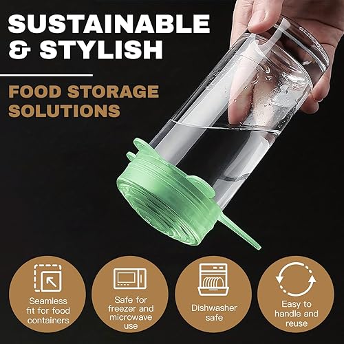 Miniatura 3 de Tapas elásticas de silicona reutilizables, 18 fundas elásticas redondas y cuadradas, herméticas y a prueba de fugas, aptas para microondas y