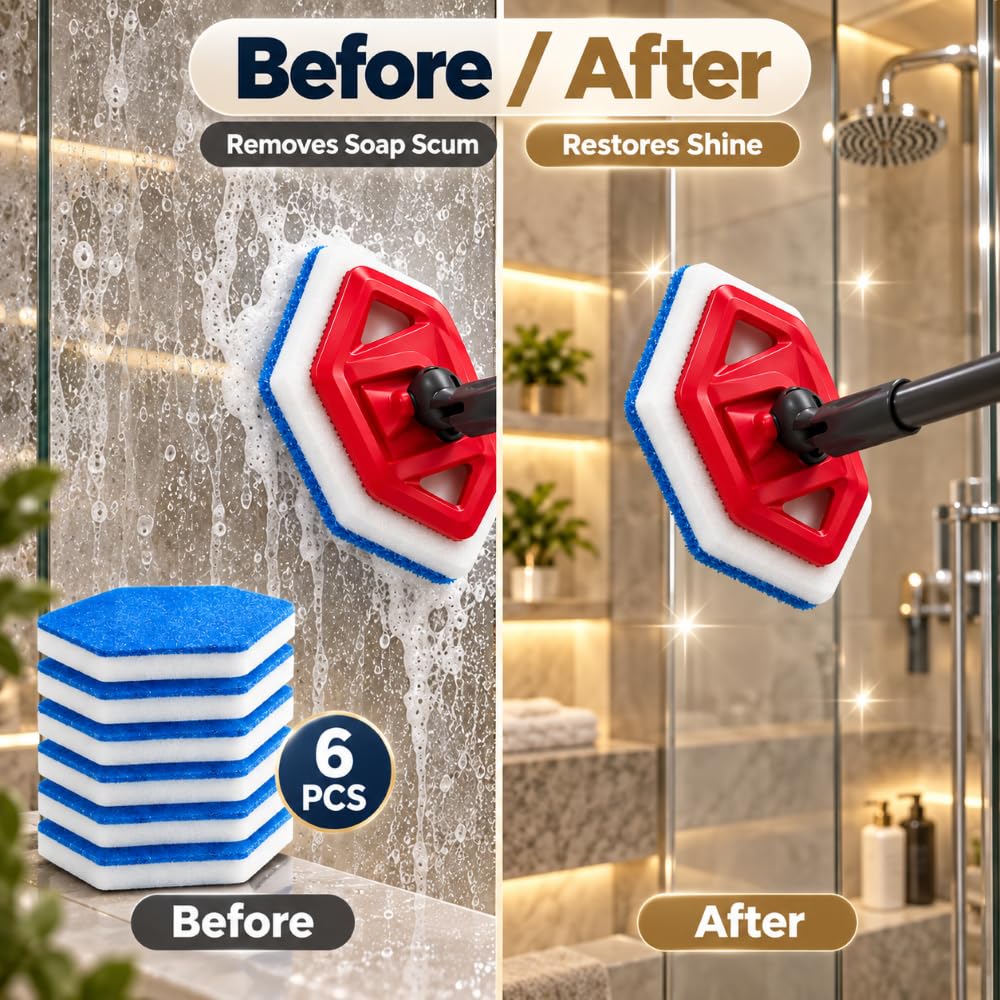 Mopp Schwammpads für Vileda Bath Magic 150343, 6er Ersatzset