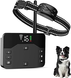 MINYII Wireless Dog Fence System, Electric Fence for 2 Dogs Shocks Training Collar 2-in-1, Adjustable Pet Training Collar ...