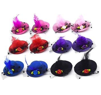 Mini Hat Hair Clip with Faux Feather 